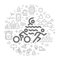 Vector line round concept for triathlon