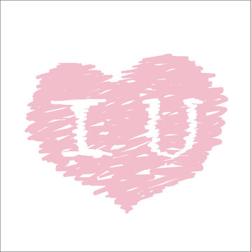 I Love U inscription heart symbol. Happy Valentine day, wedding