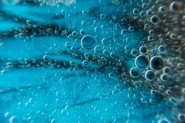 The oil droplets in the water