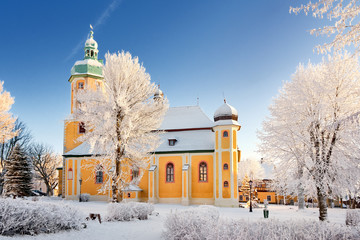 St. Laurentiuskirche im Winter, Bergstadt Platten im Erzgebirge