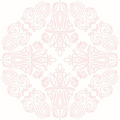Elegant vector pink ornament in classic style. Abstract traditional pattern with oriental elements, Classic vintage pattern
