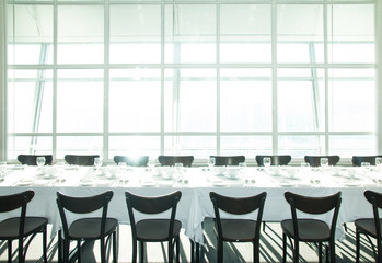 white restaurant interior