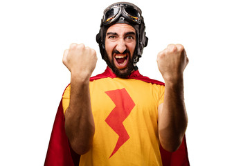 crazy super hero victory sign