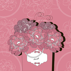 Flower peon pink decoration design card template texture