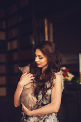 woman with glamour cat