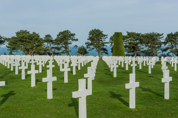 White crosses in American Cemetery, Omaha Beach, Normandy, Franc