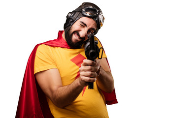 crazy super hero with a gun