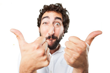young funny man okay sign