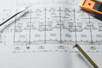 engineering diagram blueprint paper drafting project sketch arch