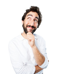 young funny man thinking