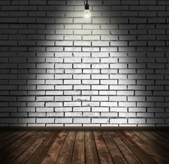 Dark Old Room with a Single Light Bulb