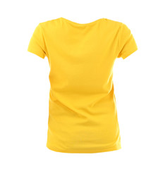 Back view of t-shirt on white background