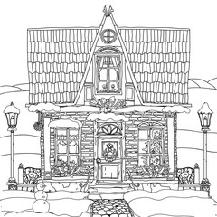 Hand drawn vector stock illustration of house