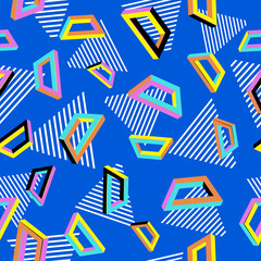 Vector Pattern 80s. Geometric Seamless Abstract Background. Retro Memphis Style 1980s.