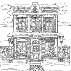 Hand drawn vector stock illustration of house