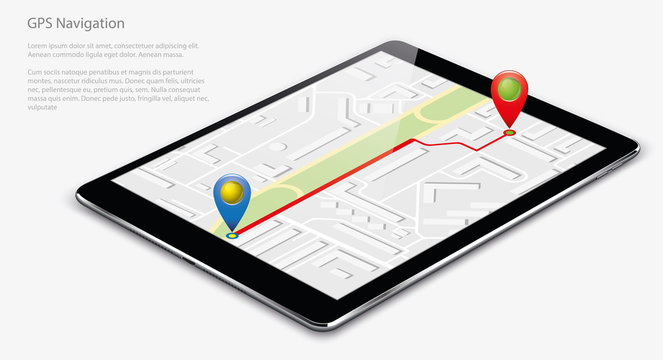 gps navigation map in tablet