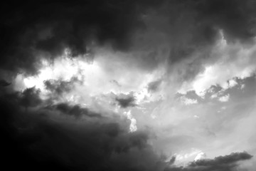 Dramatic storm clouds in black and white.