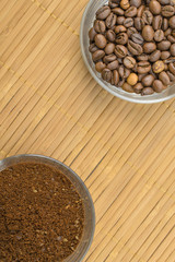 Coffee beans and ground coffee