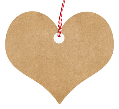 Gift Tag Love Heart Shaped With String