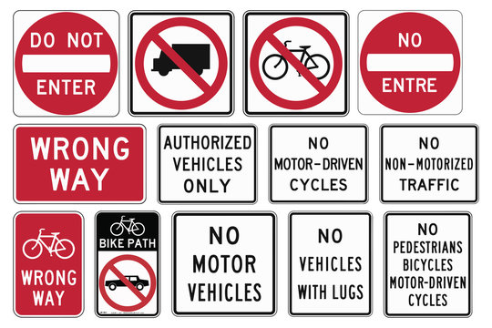 Road signs in the United States. R5 Series Exclusionary. 