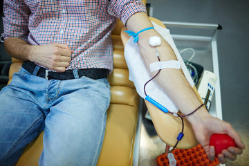 Volunteer donating blood