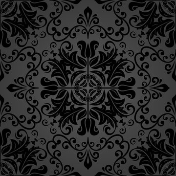 Oriental vector classic dark pattern. Seamless abstract background with repeating elements. Orient background