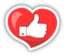 Like, Heart Icon With Shadow. Vector illustration.