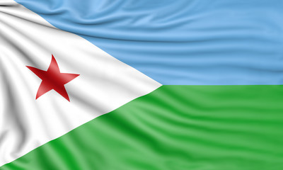 Flag of Djibouti, 3d illustration with fabric texture