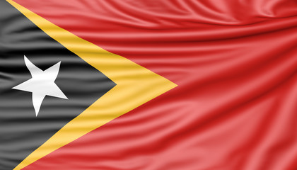 Flag of East Timor, 3d illustration with fabric texture