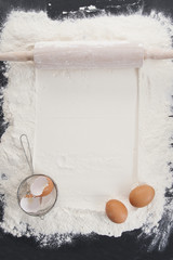 flour, roll, egg - baking / components - background  