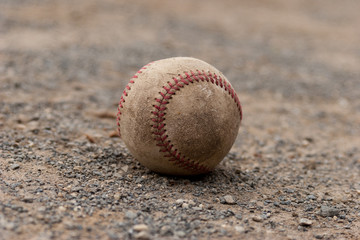 Dirty baseball ball