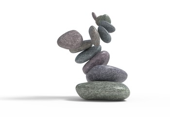 Obraz na płótnie Canvas broken balancie falling stones set 3d illustration