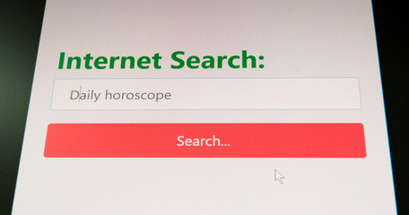 Internet Search for Daily Horoscope, form filled out and ready to click the zodiac search button