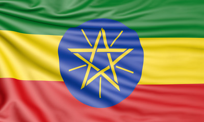 Flag of Ethiopia, 3d illustration with fabric texture