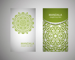 Set of banners with ethnic ornaments and patterns of the mandala. Vector decorative card or invitation design. Islam, Arabic, Indian, Turkish. Antiques, paintings, jewelry. Easy to use and edit