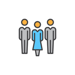People, team line icon, filled outline vector sign, linear pictogram isolated on white. Symbol, logo illustration