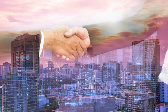 scene of hand shaking of businessman for commitment - can use to display or montage on product