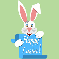 Happy Easter , background with bunny, flat design