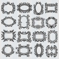 Set of vintage frames. Retro decorative borders