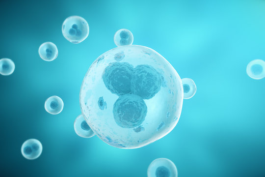 Blue cell background. Life and biology, medicine scientific, molecular research dna. 3d rendering