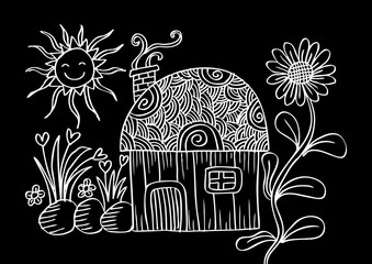 Vector cute fairy house doodle 