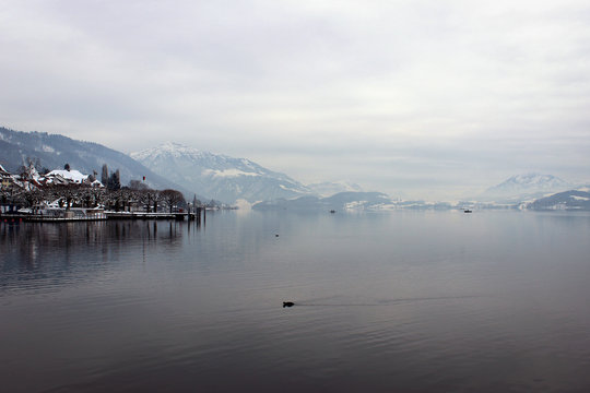 Town of Zug and Lake Zug panorama, Switzerland 