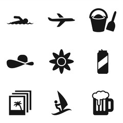 Set of 9 Summer Filled icons