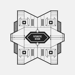 Fototapeta premium Abstract futuristic design element template. Useful for science posters and hi-tech media. Isolated on white background.