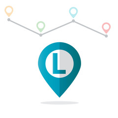 Initial Letter L With Pin Location Logo on Maps