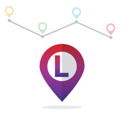 Initial Letter L With Pin Location Logo on Maps