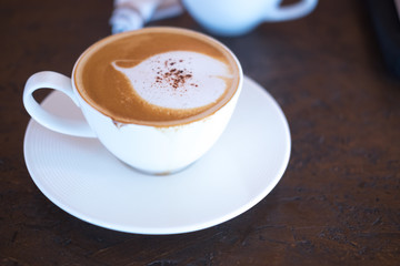 coffee mocha on the wood desk