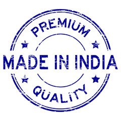 Grunge blue premium quality made in India round rubber stamp
