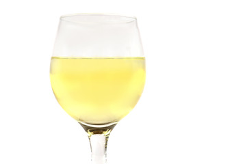 White wine glass closeup isolated on white