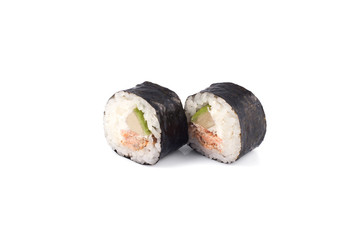 sushi rolls on a white background